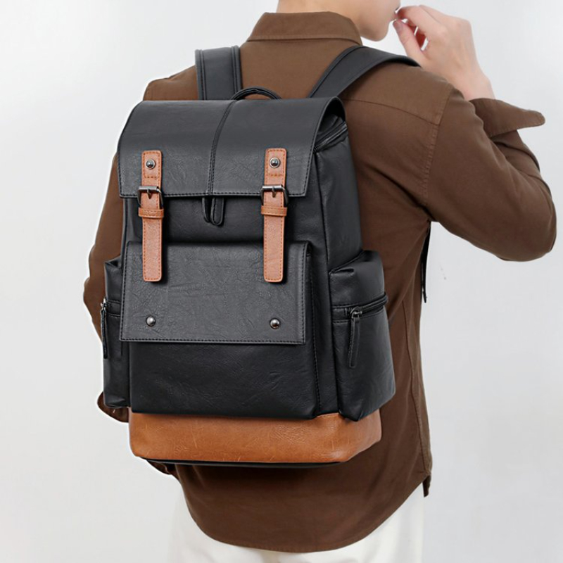 Leather Backpack Vintage - กระเป๋าเป้หนังวินเทจใหม่สำหรับผู้ชาย ความจุขนาดใหญ่ ใส่แล็ปท็อป 15.6 นิ้ว กระเป๋าหนัง